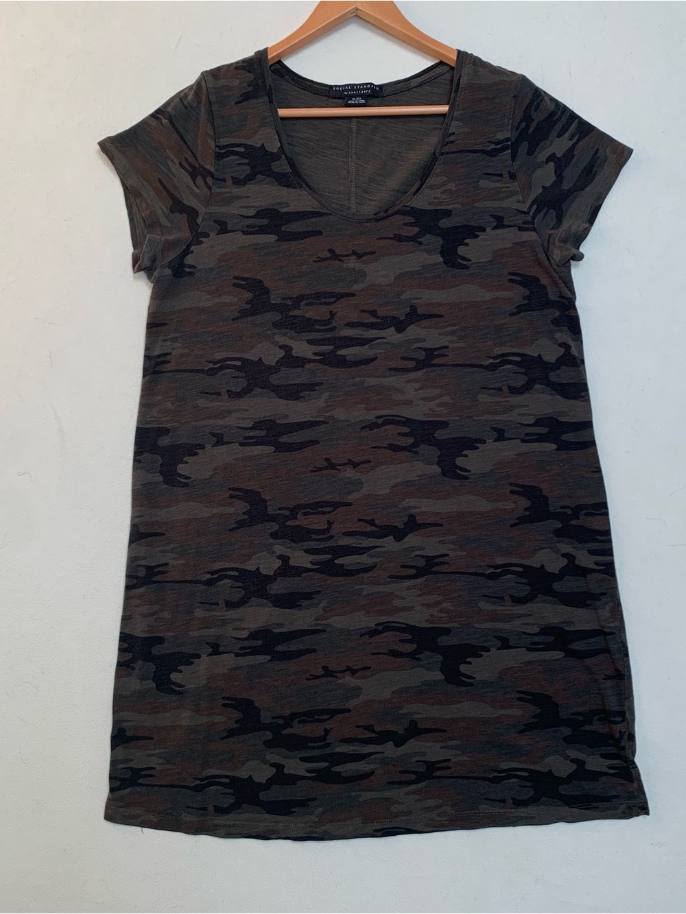 Sanctuary Social Standard Women's Gia Scoop Dress XL Green/Black Camo Streetwear